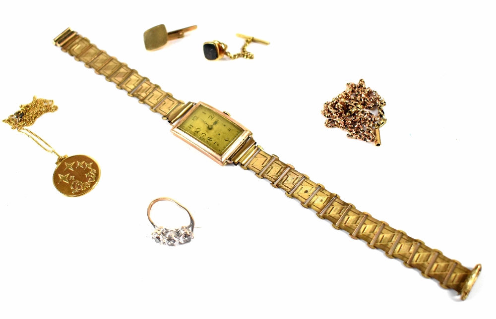 Various items of gold and yellow metal jewellery (mostly af) to include a hallmarked 9ct gold