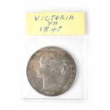 A Queen Victoria silver crown, 1847 young head.