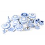 Various items of Wedgwood blue jasper ware to include lidded candy boxes, square box,