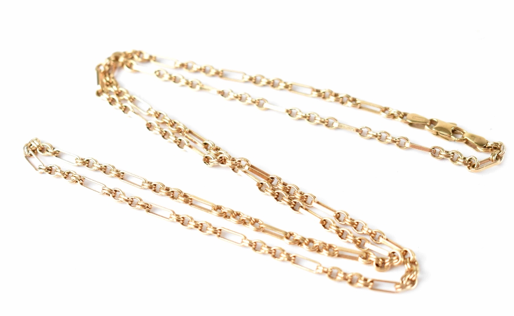 A hallmarked 9ct gold figaro link necklace, length 60cm, approx 13.8g.