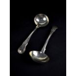 A pair of George IV hallmarked silver small ladles, Peter Grierson, Edinburgh 1824, length 17.