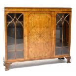 A mid-20th century walnut display cabinet,