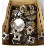 A large quantity of assorted plated ware to include three-branch candelabra, warming dishes,