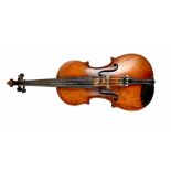 A cased student violin, one-piece back, with interior label 'Copie Deconeti (Michel) Venise 1742',