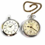 Smiths; a chrome 'Empire' keyless wind pocket watch with chain,