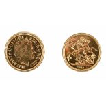 An Elizabeth II 2011 sovereign proof, London, 4th bust, 2nd reverse.