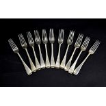 A set of eleven Edward VII hallmarked silver dinner forks, Goldsmiths & Silversmiths Co Ltd,