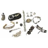 Various items of silver and marcasite jewellery to include rings, bracelets, brooches,