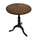 A George III oak tripod occasional table on turned column and tripod supports, diameter 51cm, height
