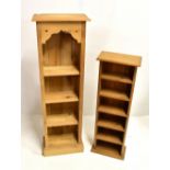 Two modern pine narrow bookcases, width 38cm, depth 31.5cm, height 121.5cm (2).