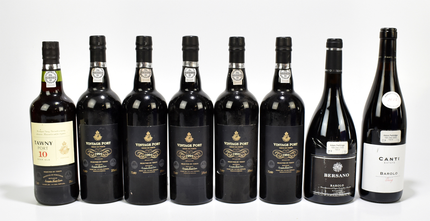PORT; six bottles of Selected by Tesco Port comprising single Tawny Ten Year Old and six 1994