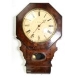 WHITEHURST OF DERBY; a 19th century drop dial wall clock, the circular dial set with Roman numerals,