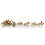 BRITAINS; a painted lead model of the Coronation coach drawn by eight horses, four with seated
