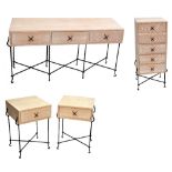 DAVID LANGE; a contemporary four piece suite comprising console table with three central drawers,