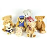 MERRYTHOUGHT; a collection of seven unboxed teddy bears, including limited edition example '