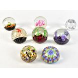 Eight paperweights including Caithness ‘Polka’ and ‘Tropicana’ examples, the latter limited