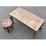 Two Indian inlaid rosewood coffee tables, on cabriole supports, length 91.5cm, width 45.5cm,