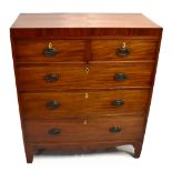 A 19th century mahogany chest of two short and three long drawers on bracket feet, width 91cm, depth