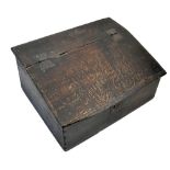 An 18th century oak bible box, width 62.5cm, length 49cm, height 60cm.Additional InformationThere