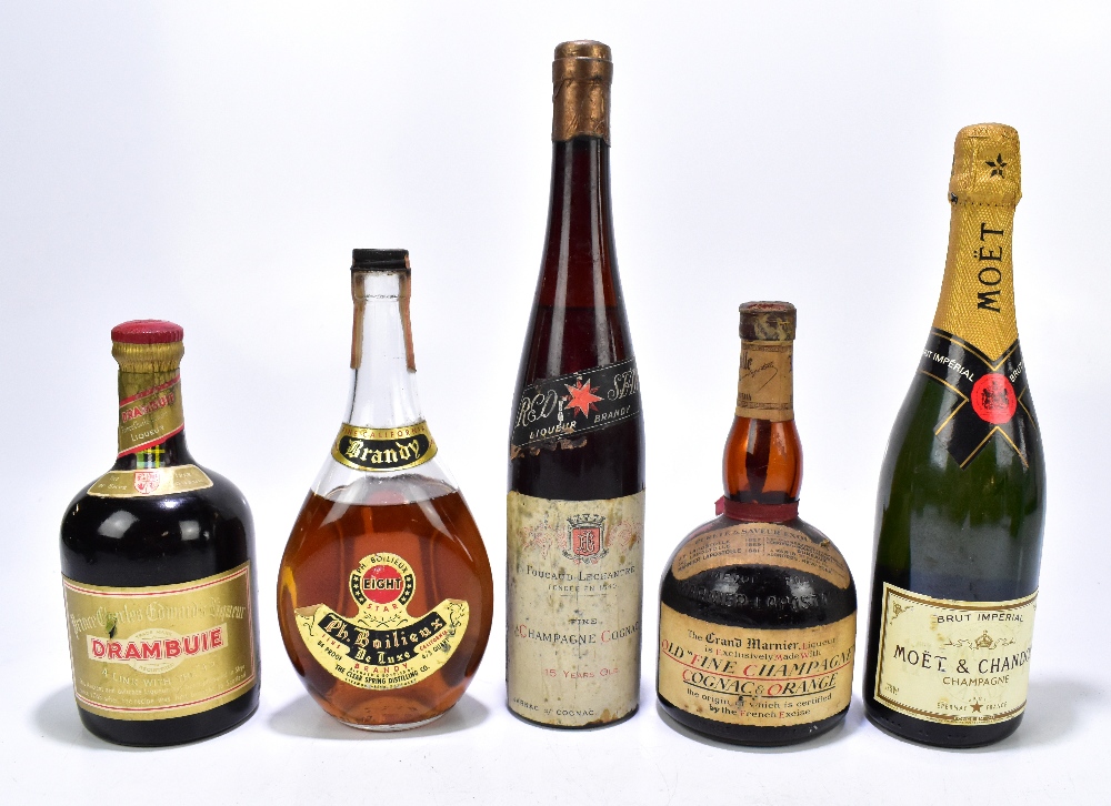 MIXED SPIRITS; five bottles comprising Grand Marnier 'Old Fine Champagne Cognac & Orange' liqueur,