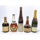 MIXED SPIRITS; five bottles comprising Grand Marnier 'Old Fine Champagne Cognac & Orange' liqueur,