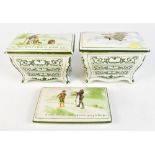 ROYAL DOULTON FOR HUNTLEY & PALMERS; two advertising ceramic nursery rhyme biscuit boxes in the form