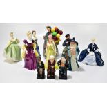 ROYAL DOULTON; eleven Royal Doulton figures to include HN2317 'The Lobster Man', HN1843 'Biddy