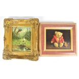 DEBORAH JONES (1921-2012); oil on canvas, 'Smiley Bear', signed lower left, 19 x 24.5cm, framed, and