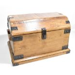 A waxed old pine tool chest with metal mounts, length 61cm, height 39cm.Additional InformationOld