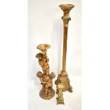 Three modern gilt candle holders, height of largest example 142cm (3).Additional