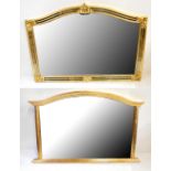 Two modern gilt framed bevelled overmantel mirrors, the larger 129 x 88cm (2).