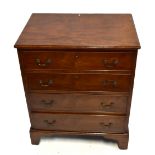 A 19th century mahogany chest of four drawers on bracket feet, height 76cm, width 63cm, depth 42cm.