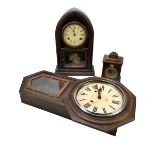 ROTHERHAM'S; a reproduction mahogany veneered mantel clock, the brass dial with applied silvered