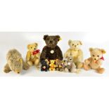 STEIFF; a collection of nine unboxed, modern teddy bears, including a replica 1920 classic teddy