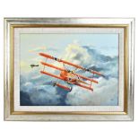 DAVID WILSON; acrylic on board, 'Dawn Ambush! The Red Baron Fokker Triplane stalking a SE5A',