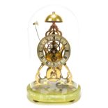 CHARLES FRODSHAM; a 20th century brass skeleton clock, with fusée movement, and applied silvered