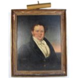 UNATTRIBUTED; a 19th century oil on canvas, portrait of a portly gentleman, apparently unsigned in