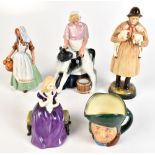 ROYAL DOULTON; four figures comprising HN1890 'Lambing Time', HN2057 'The Milkmaid', HN3163 'Country