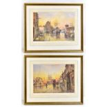 JL CHAPMAN; two signed prints of harbour scenes, blind stamp lower left and signed in pencil lower