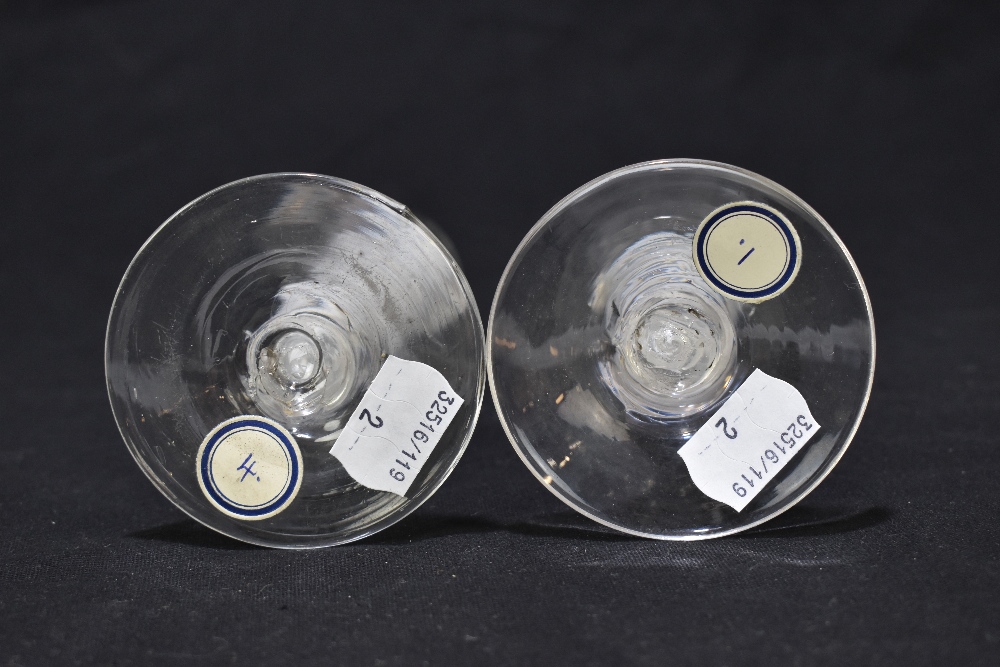 Two Georgian air twist wine glasses, the first with fluted ogee bowl, raised on opaque air twist - Image 2 of 3