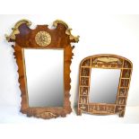 A 19th century Chippendale-style mahogany wall mirror with applied gilt eagle finial and mounts,