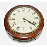 A 19th century mahogany cased circular wall clock with fusée movement, diameter 40cm.