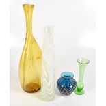 MDINA; a contemporary glass vase with geometric decoration, height 12cm and three contemporary glass