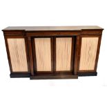 A 19th century rosewood breakfront credenza, with pair of central doors flanked by columns and a