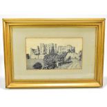 THOMAS STEVENS; a woven silk, 'Kenilworth Castle', marked to the mount, 18.5 x 32.5cm, framed and