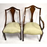 Two Edwardian inlaid mahogany bedroom chairs.Additional InformationThe single chair is quite wobbly,