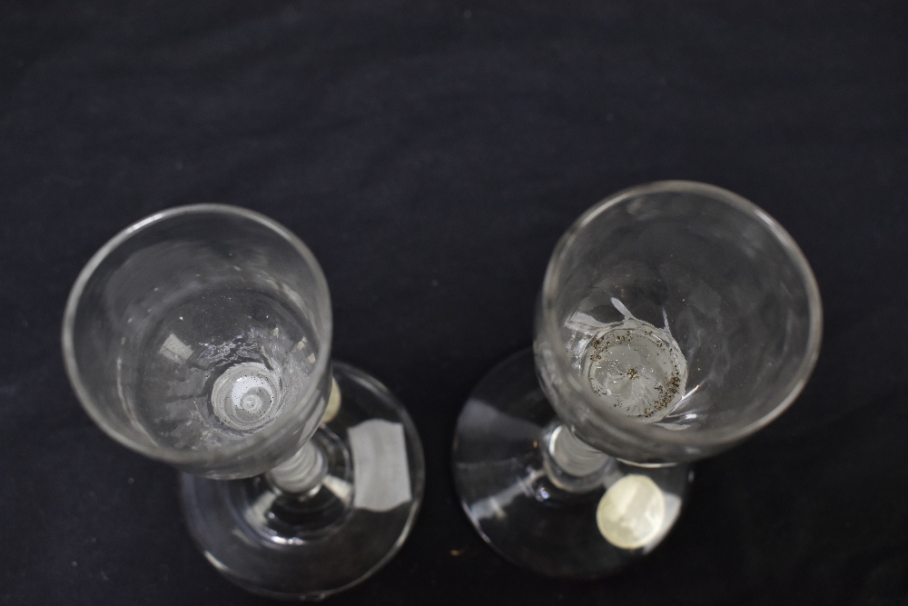 Two Georgian air twist wine glasses, the first with fluted ogee bowl, raised on opaque air twist - Image 3 of 3