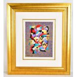 ANATOLE KRASNYANSKY; a coloured signed serigraph, 'Purple & Gold', a cubist-type figural study,