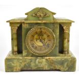 A c1900 French onyx eight day mantel clock of architectural form, the gilt chapter ring set with