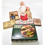 A mixed group of toys including a group of glass marbles, a Chad Valley King George V steam